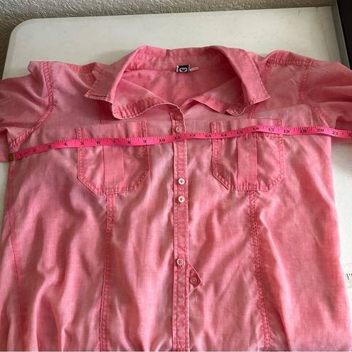 Roxy  Pink Sleeve Lightweight Long / Tab Button Down Shirt Size XL