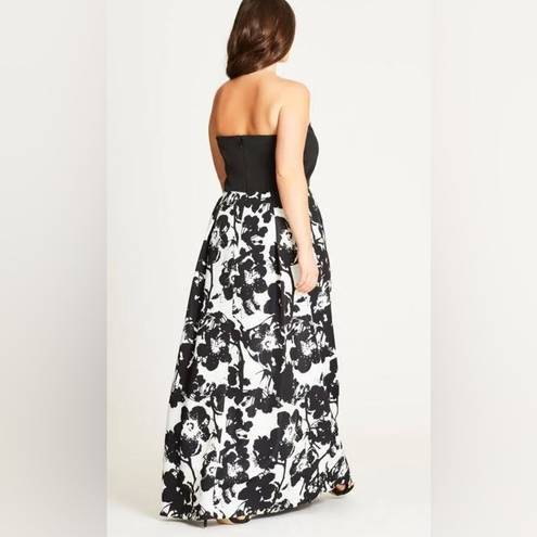 City Chic  Nordstrom Luxe Painted Poppy Strapless Structured Bodice Maxi Dress 18