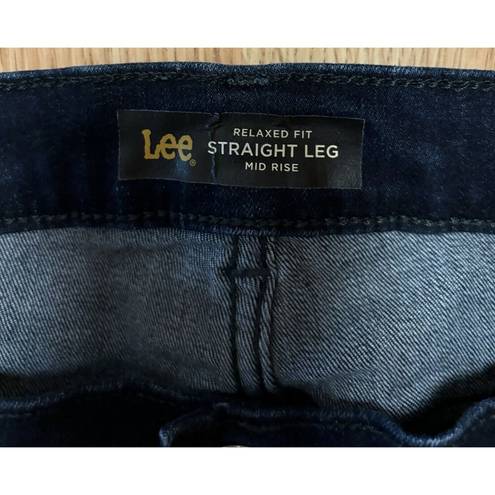 Lee  Relaxed Fit Straight Leg Mid Rise Womens 14M Blue Jeans Dark Wash Pants