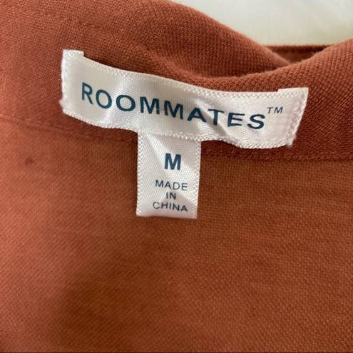 Roommates  | Rust Button Front Cropped Shirt w/ Elastic Hem