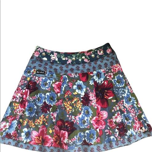 Meshki Moshiki Hot Cookie Reversible Floral Wrap Skirt Bright Colors W/Pockets OS