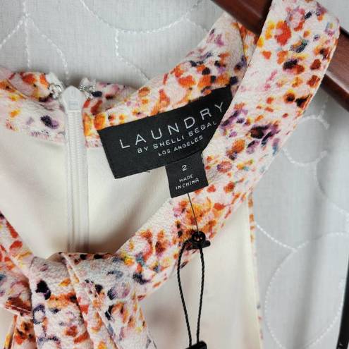 Laundry by Shelli Segal  Womens Dress Size 2 Orange Halter Neck Midi Tiered Maxi