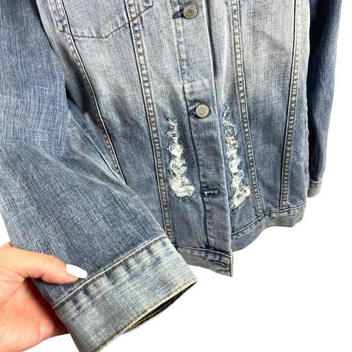 Rails  Knox Denim Trucker Jacket Women Size Large Vintage Wash Distressed Cotton