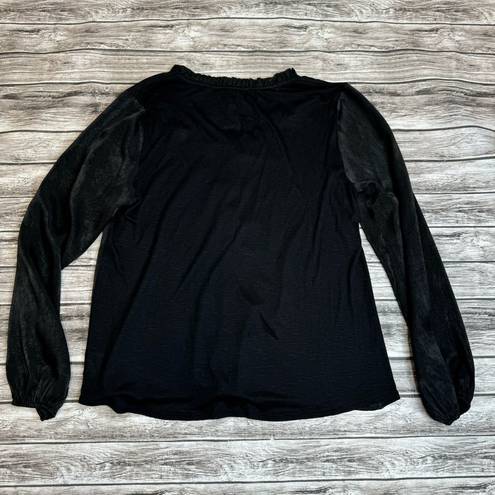 Blue Rain  Women's Long Sleeve Button Up Lightweight Blouse Black S SM Small Thin