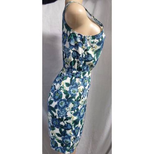 The Loft * "" GREEN & BLUE FLORAL CASUAL CAREER SUMMER DRESS SIZE: 8 NWT