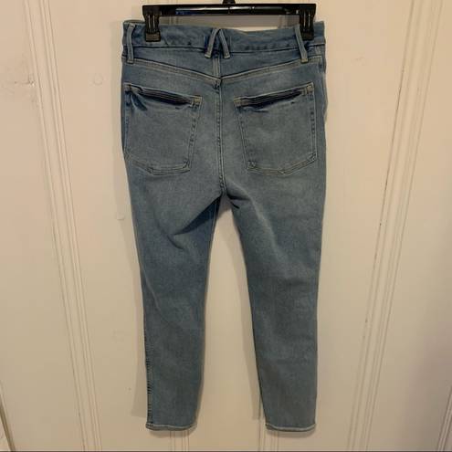 Good American  Good Legs Crop Distressed Jeans in Light Blue  Size 2 / 26 NWT