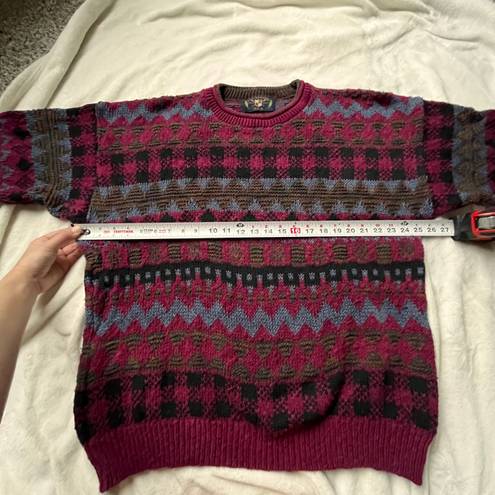 VINTAGE GRANDPA SWEATER CHUNKY KNIT Red Size XL