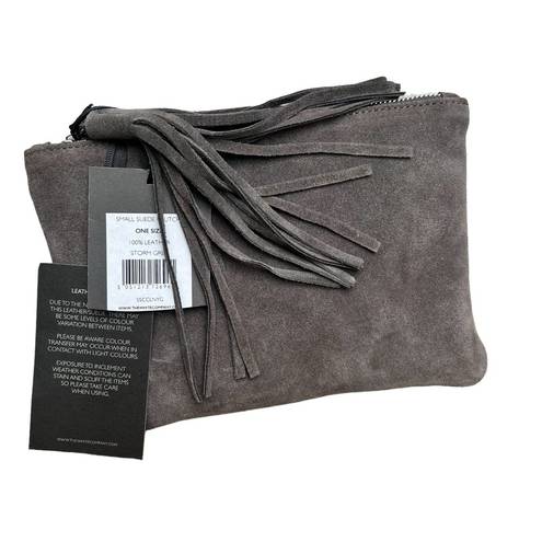 Krass&co New w/Tags White . Pochette-Grey Suede Italian leather with Tassel zip fob