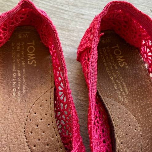 Toms  Womens Shoes Size 5 Pink Lace Espadrilles for Summer Slip Ons