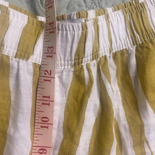 Rachel Zoe  Women’s Stripe 100% Linen Pull On Cropped Pants Golden Yellow Size XL