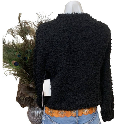 1. State Black Oversized Poodle Knit Sweater XS Mockneck Puff Sleeve Cotton  NEW