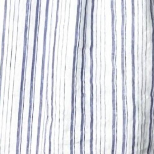 Polo  Ralph Lauren Shirt Womens Small Blue White Stripe Linen Blouse Popover Boxy