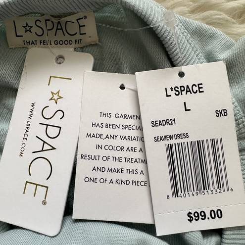 l*space Dress Seaview Sleeveless Front Twist Mini Sky Blue L NWT New