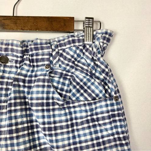 Hunt Club Vintage  Blue Plaid High Rise Mom Shorts 10