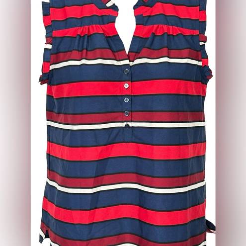 Tommy Hilfiger  Red White & Blue Striped Patriotic Sleeveless Blouse Size Medium