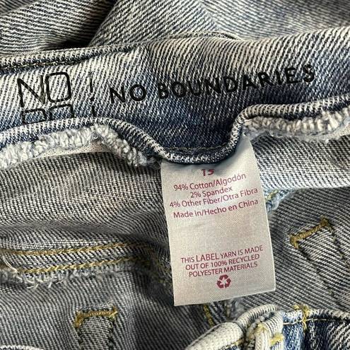 No Bo  Juniors SZ 15 Jeans Seamed Ankle Button-Fly Acid Wash Stretch High-Rise