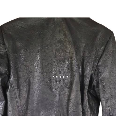 Edge ZINI Signature Black Leather Jacket Raw  Tapered Blazer Coat - Medium