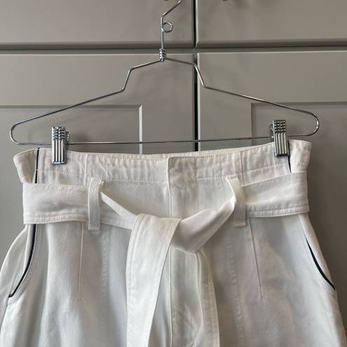 Rag and Bone  White Darted High Waisted Paperbag Belted Denim Mini Skirt 26 Jean