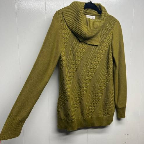 Coldwater Creek  Olive Green Women's Pullover Knit Sweater Size Medium Cowl Neck