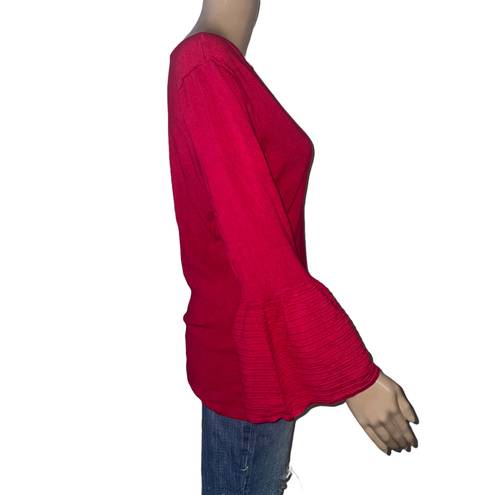 New York & Co. 7th Avenue Red Bell Sleeve Sweater 