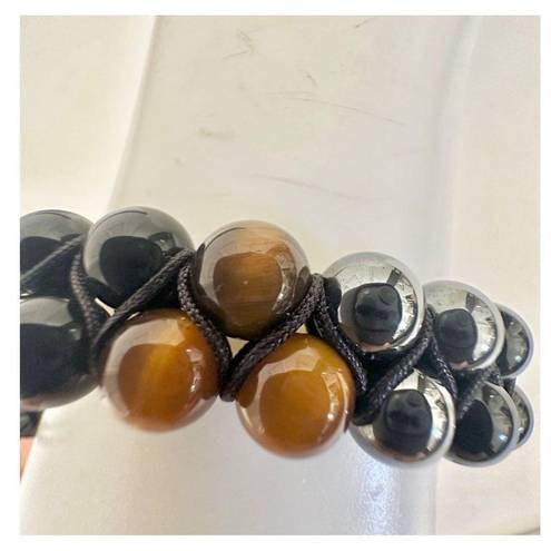 Onyx Tigers eye,  and hematite triple protection bracelet