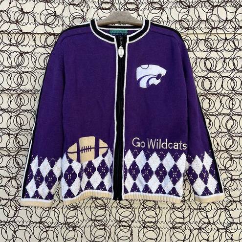 Collegiate Outfitters Vintage 90’s K-STATE Wildcats Purple Cardigan Sweater Eagles Eye XL