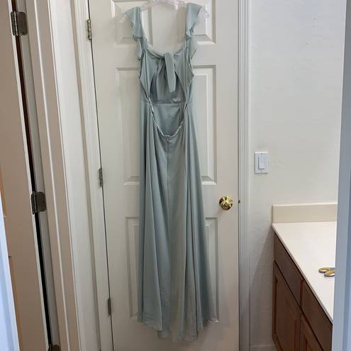 BHLDN  Diana Sage green mint gown ruffle slit med