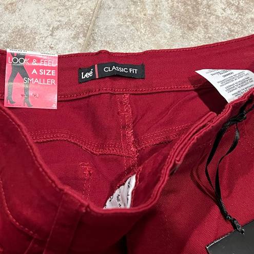 Lee NWT  Secretly Shapes Straight Leg Embellished Jeans Rouge Red 12 Petite