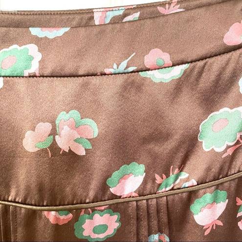 Marc Jacobs  brown silk floral skirt