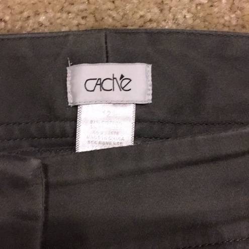 Cache  Olive Cropped Pants Side Zippers Size 12