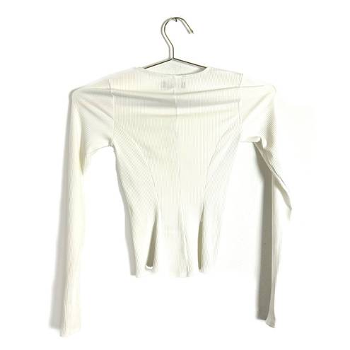 Naked Wardrobe  White Seam Snatched Top Size XS