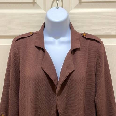 Haute Monde  Long Brown Mid Sleeve Duster