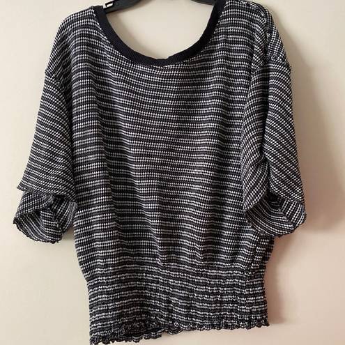 We The Free Free People ebony Tee peplum shirt top striped waffle knit oversized Large