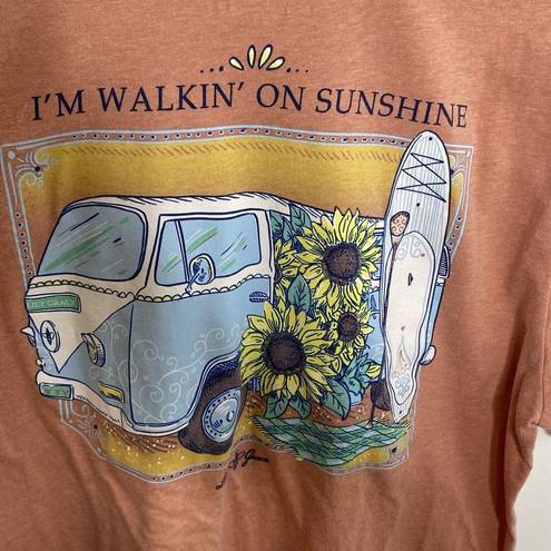 Lily Grace  I'm Walkin On Sunshine Graphic Van Orange T shirt Size XL Extra Large