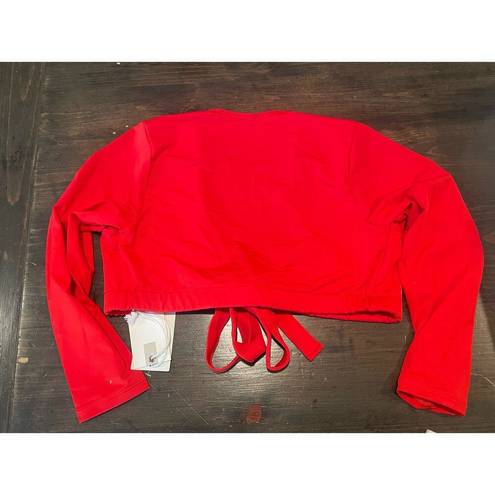 Good American  Sexy Boost 3/4 Sleeve Swim Top NWT Size 1 in Color Poppy Red