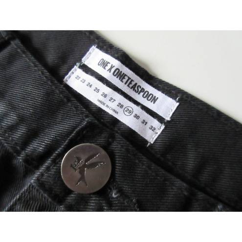 One Teaspoon NWT  Awesome Baggies in Black Anchor Destroyed Straight Jeans 29