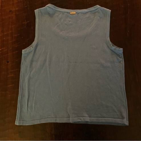 St. John Sport SZ L Santana Knit Tank Shell BLUE Scoop Neck Sleeveless Top