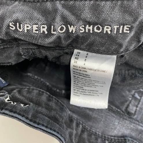 American Eagle  Shorts Womens 0 Black Booty Jean Cut Off Shortie Ripped Super Low