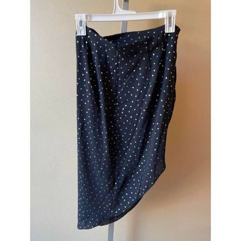 BCBGeneration  Zipper Iridescent Polka Dot Ruched Skirt in Navy Blue Size 2