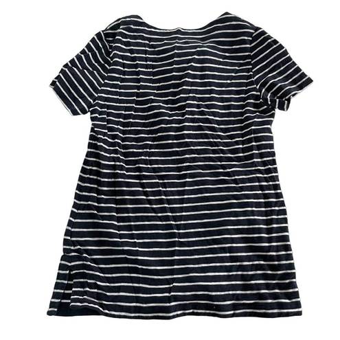 Tommy Hilfiger  Shirt Womens Small Black White Stripe Short Sleeve Lace-Up Cotton