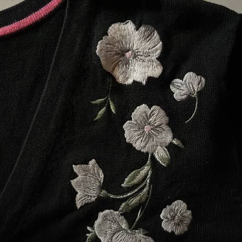 Isaac Mizrahi  Live! NWT Size 2X Black - Floral Embroidered Sweater Cardigan