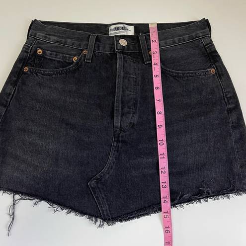 AGOLDE NEW  Parker Angled Denim Jean Skirt Womens 24 Black Distressed Frayed Edge