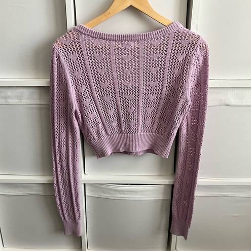 Lovers + Friends Revolve  Purple Cropped Crochet Sweater