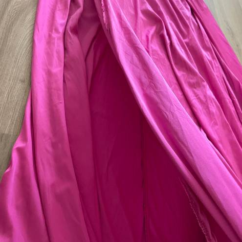 FashioNova Hot Pink Satin Maxi Dress