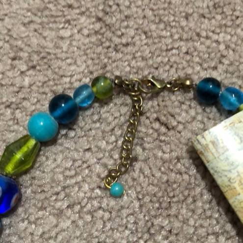 BKE NWT  Buckle Blue Bead Floral Necklace