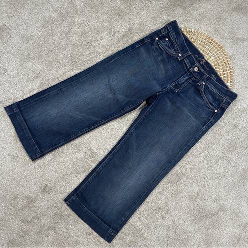 7 For All Mankind  Dojo Cropped Capri Straight Leg Jeans Blue Dark Wash Size 26