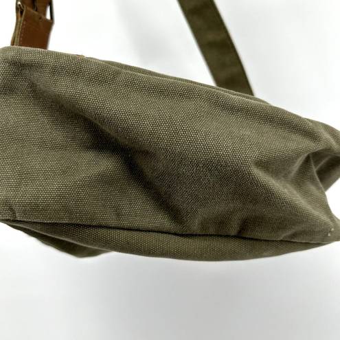 L.L.Bean  Messenger Bag Satchel Crossbody Buckle Adjustable Canvas Green Brown