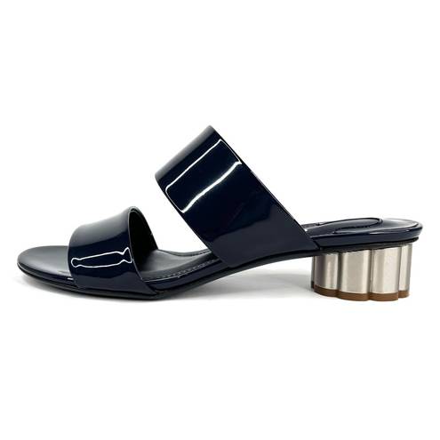 Salvatore Ferragamo  Belluno Patent Two-Band Slide Sandals Flower Heel US 5.5