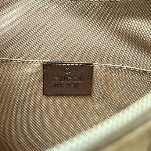 Gucci gold fabric logo bag with metallic bronze handle, NWOT