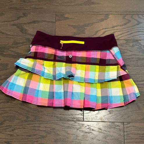 Lululemon  Pace Setter Skirt Vibrant Plum Plaid Sea Check Size 6 RARE!